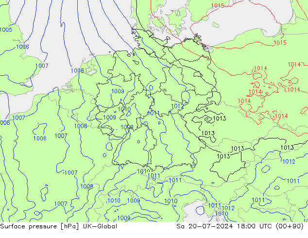 Luchtdruk (Grond) UK-Global za 20.07.2024 18 UTC