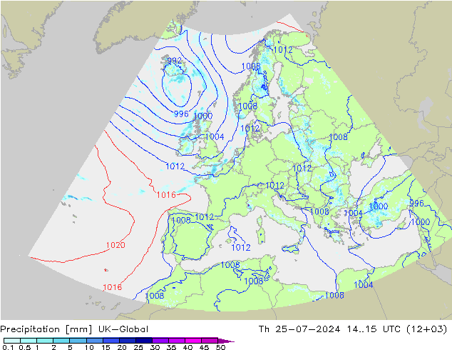 降水 UK-Global 星期四 25.07.2024 15 UTC