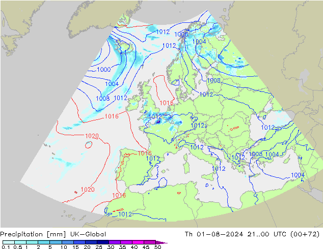 降水 UK-Global 星期四 01.08.2024 00 UTC