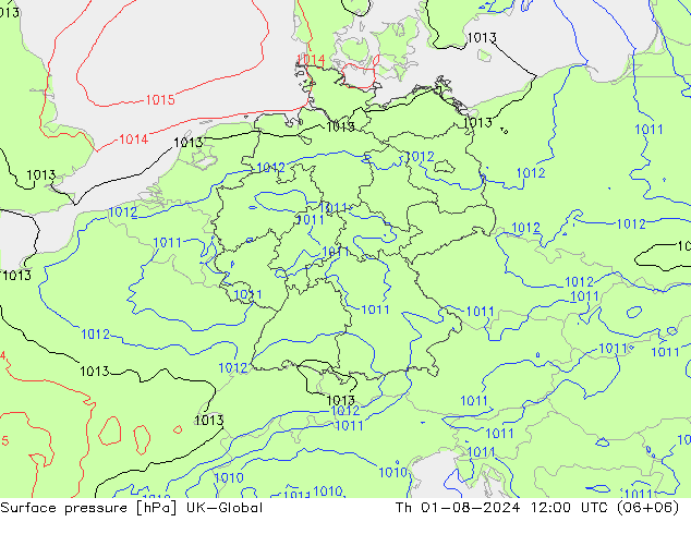 Luchtdruk (Grond) UK-Global do 01.08.2024 12 UTC