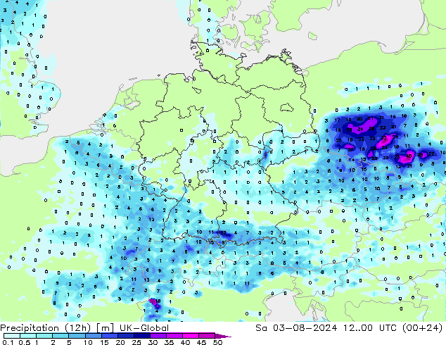 Totale neerslag (12h) UK-Global za 03.08.2024 00 UTC