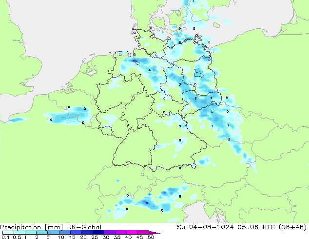 Neerslag UK-Global zo 04.08.2024 06 UTC