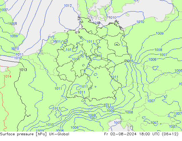 Luchtdruk (Grond) UK-Global vr 02.08.2024 18 UTC