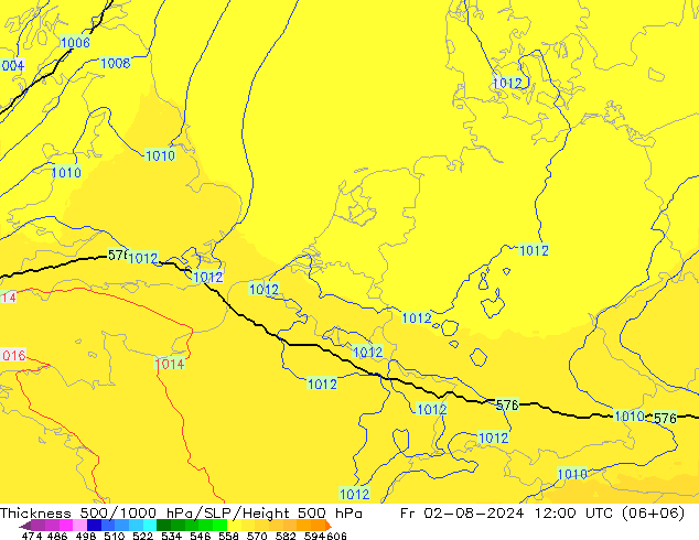 Thck 500-1000hPa UK-Global 星期五 02.08.2024 12 UTC