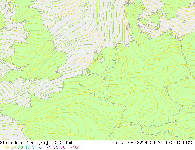 风 10m UK-Global 星期六 03.08.2024 06 UTC