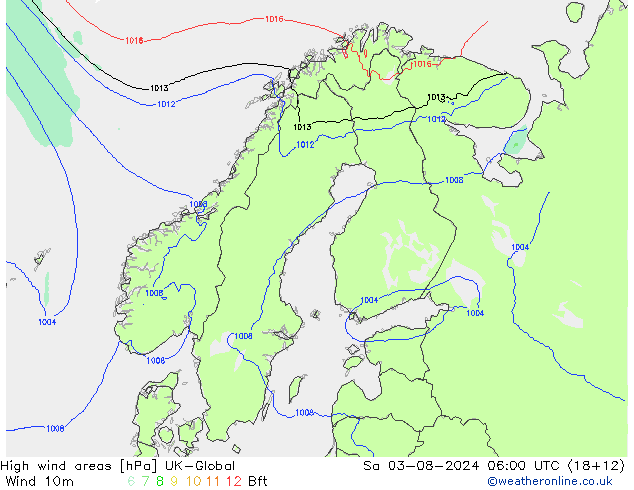High wind areas UK-Global 星期六 03.08.2024 06 UTC