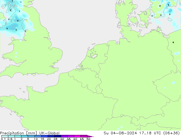 Neerslag UK-Global zo 04.08.2024 18 UTC