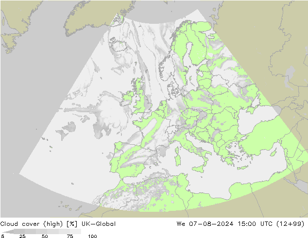 Bewolking (Hoog) UK-Global wo 07.08.2024 15 UTC