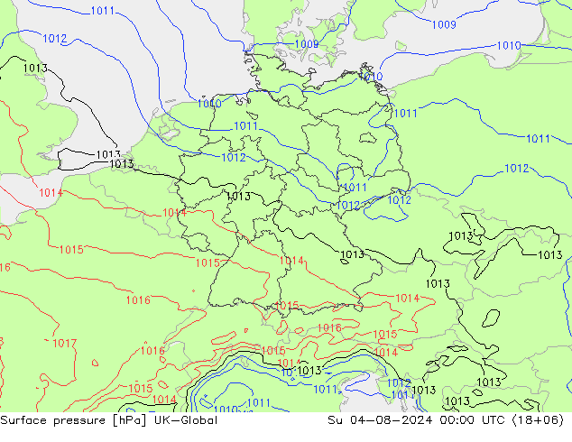 地面气压 UK-Global 星期日 04.08.2024 00 UTC