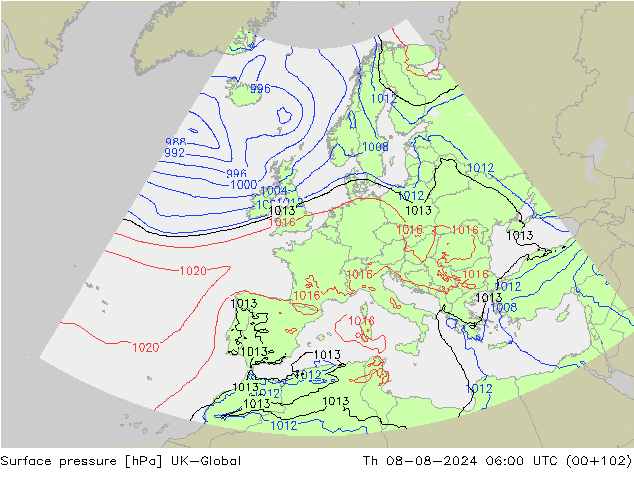 Luchtdruk (Grond) UK-Global do 08.08.2024 06 UTC