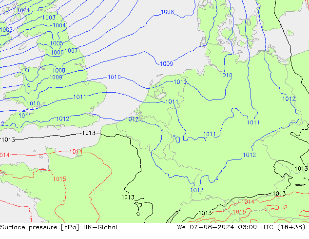 Luchtdruk (Grond) UK-Global wo 07.08.2024 06 UTC
