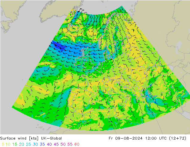 Wind 10 m UK-Global vr 09.08.2024 12 UTC