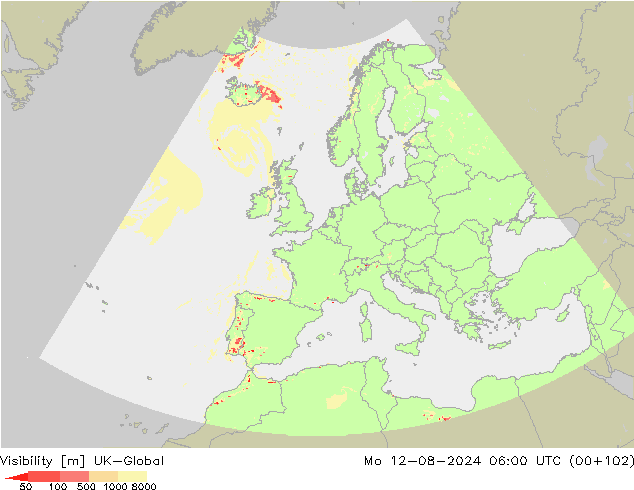 能见度 UK-Global 星期一 12.08.2024 06 UTC