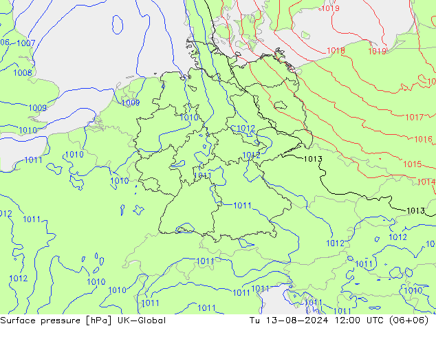 Luchtdruk (Grond) UK-Global di 13.08.2024 12 UTC