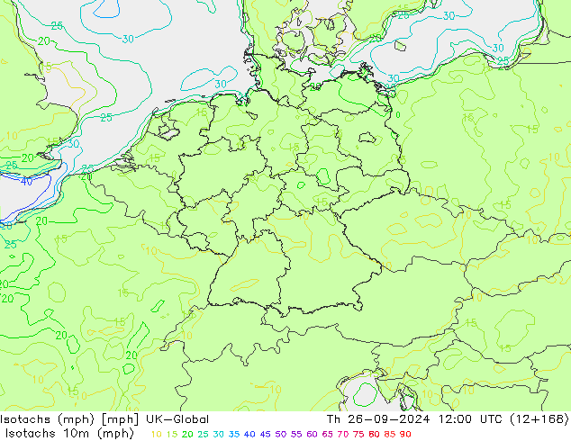 Isotachs (mph) UK-Global  26.09.2024 12 UTC