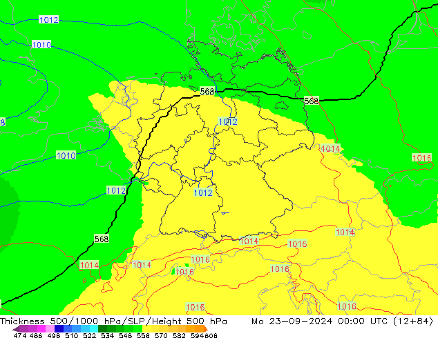 Thck 500-1000hPa UK-Global lun 23.09.2024 00 UTC