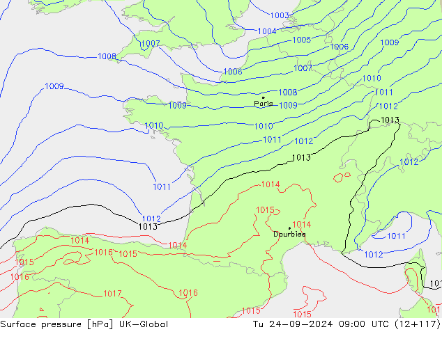 Yer basıncı UK-Global Sa 24.09.2024 09 UTC