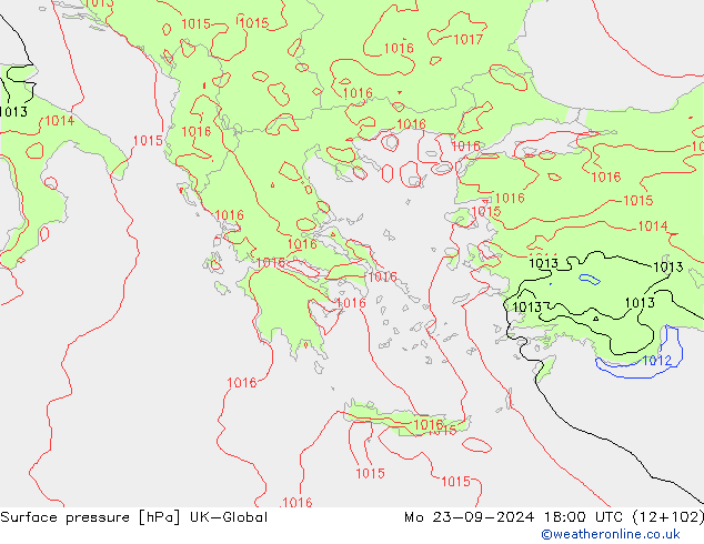 приземное давление UK-Global пн 23.09.2024 18 UTC