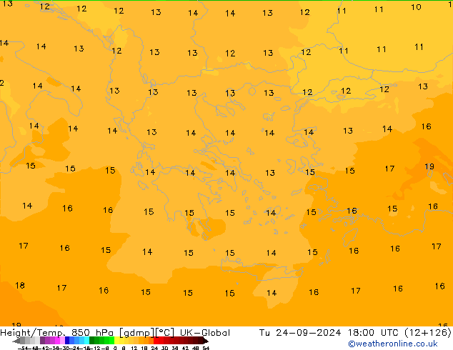 Hoogte/Temp. 850 hPa UK-Global di 24.09.2024 18 UTC