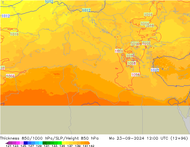 Thck 850-1000 hPa UK-Global lun 23.09.2024 12 UTC