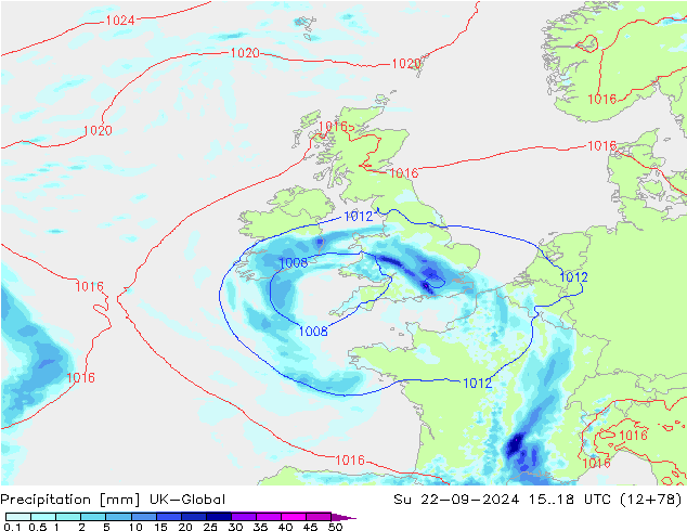 Precipitación UK-Global dom 22.09.2024 18 UTC