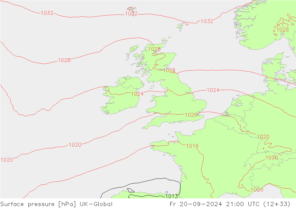 приземное давление UK-Global пт 20.09.2024 21 UTC