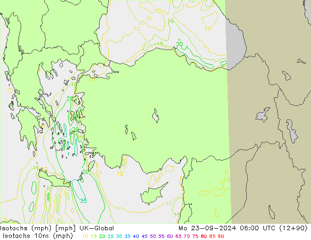 Isotachs (mph) UK-Global Mo 23.09.2024 06 UTC