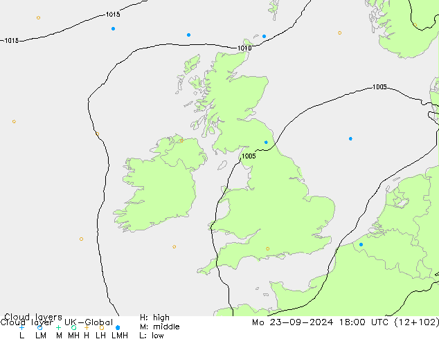 Cloud layer UK-Global lun 23.09.2024 18 UTC