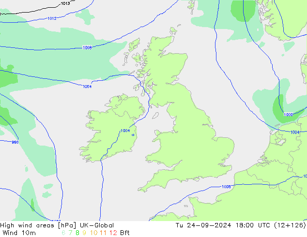 High wind areas UK-Global Út 24.09.2024 18 UTC