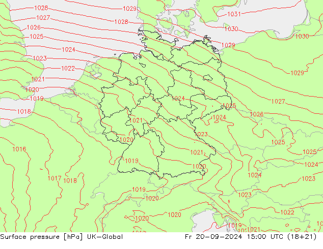 Surface pressure UK-Global Fr 20.09.2024 15 UTC