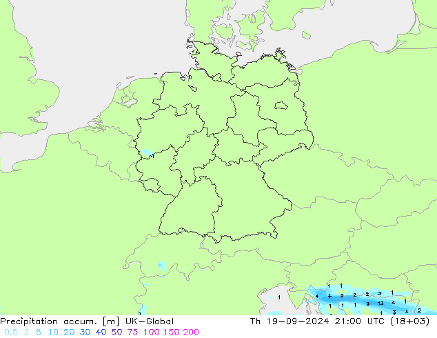 Precipitation accum. UK-Global Th 19.09.2024 21 UTC