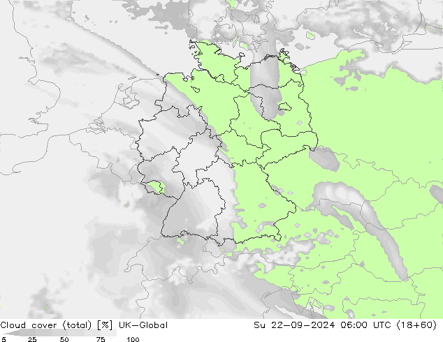 zachmurzenie (suma) UK-Global nie. 22.09.2024 06 UTC