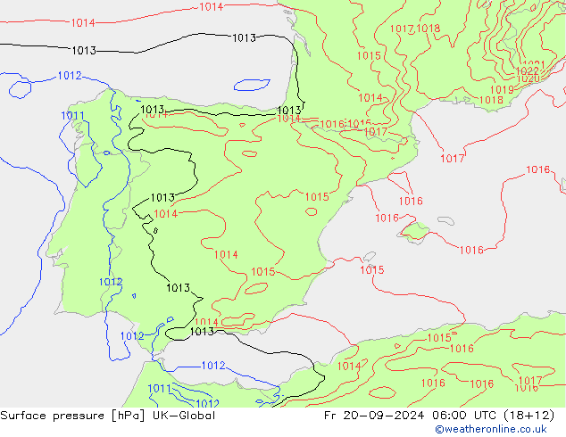 приземное давление UK-Global пт 20.09.2024 06 UTC