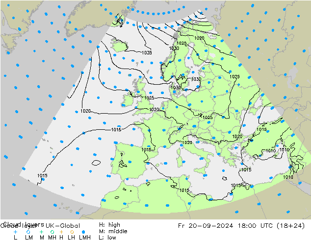 Cloud layer UK-Global пт 20.09.2024 18 UTC