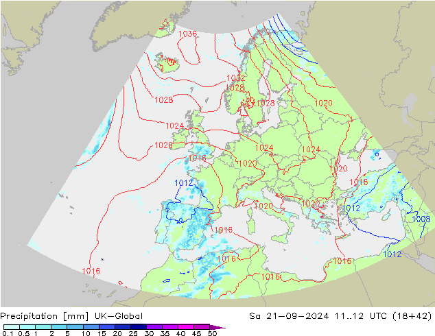 precipitação UK-Global Sáb 21.09.2024 12 UTC