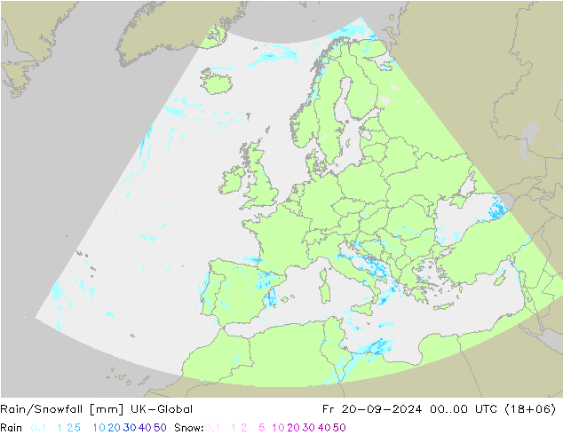 Rain/Snowfall UK-Global Pá 20.09.2024 00 UTC