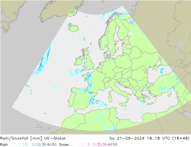 Regen/Schneefall UK-Global Sa 21.09.2024 18 UTC