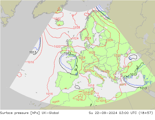 Atmosférický tlak UK-Global Ne 22.09.2024 03 UTC