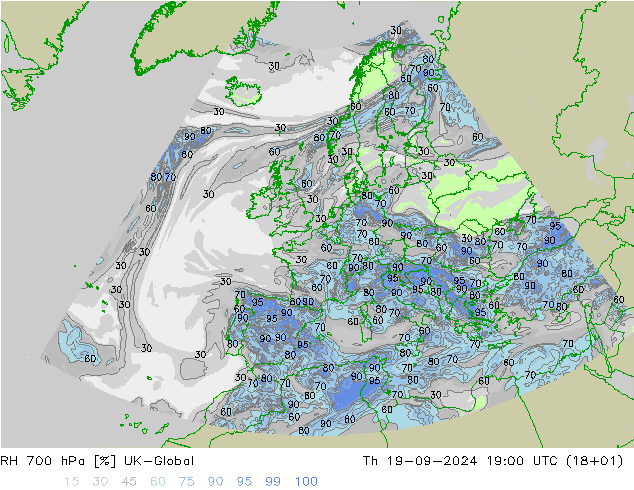 RH 700 гПа UK-Global чт 19.09.2024 19 UTC