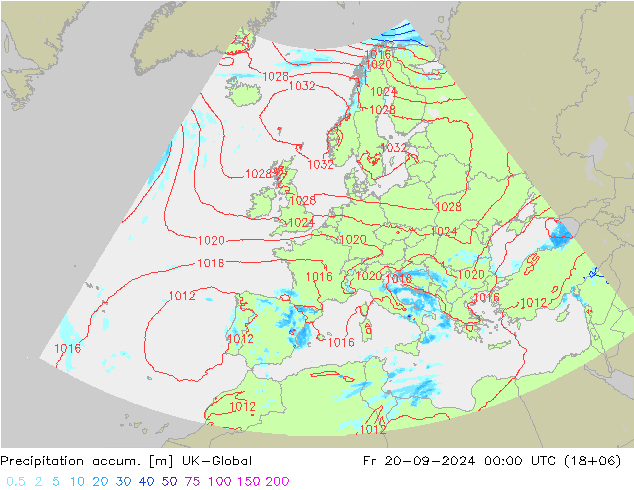 Toplam Yağış UK-Global Cu 20.09.2024 00 UTC