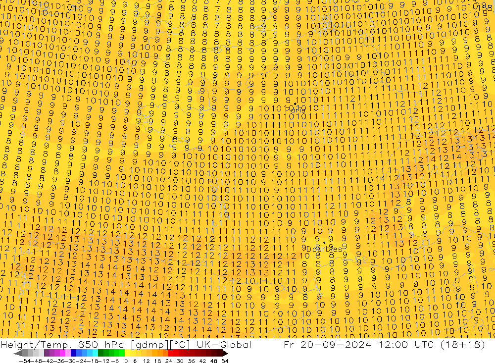 Height/Temp. 850 hPa UK-Global  20.09.2024 12 UTC