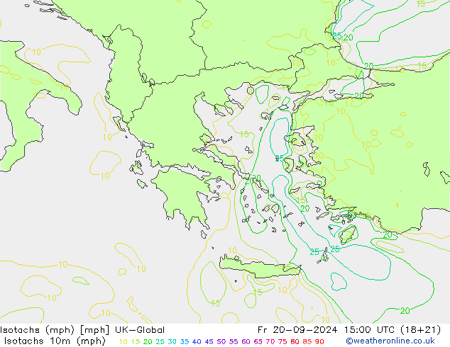 Isotachs (mph) UK-Global Pá 20.09.2024 15 UTC