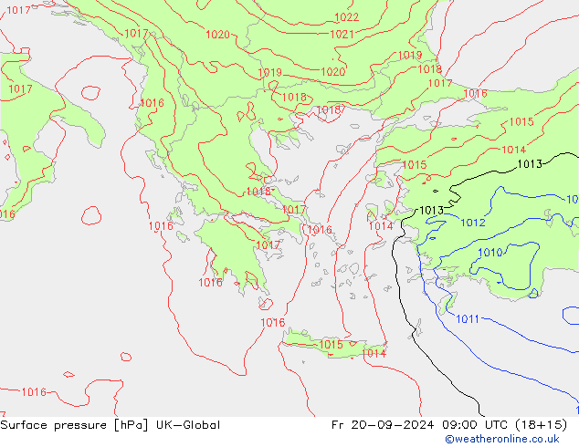 Surface pressure UK-Global Fr 20.09.2024 09 UTC