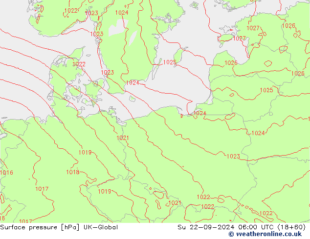 Luchtdruk (Grond) UK-Global zo 22.09.2024 06 UTC