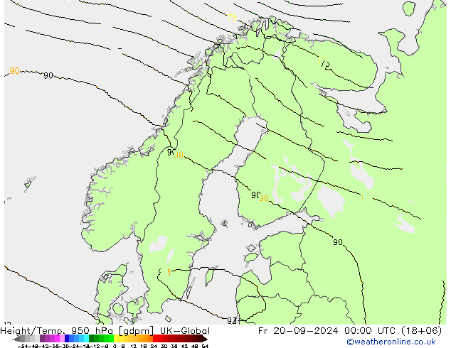 Yükseklik/Sıc. 950 hPa UK-Global Cu 20.09.2024 00 UTC