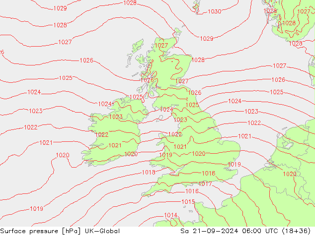 Surface pressure UK-Global Sa 21.09.2024 06 UTC