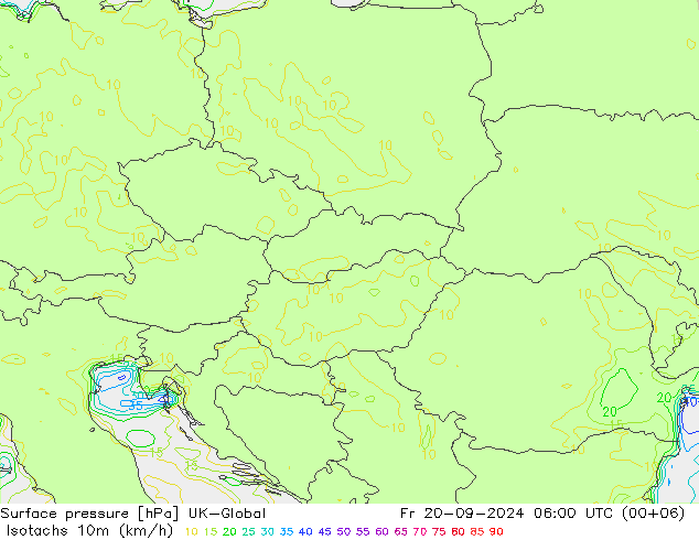 Isotachs (kph) UK-Global Fr 20.09.2024 06 UTC