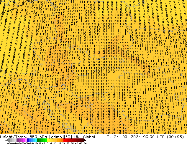 Height/Temp. 850 hPa UK-Global Ter 24.09.2024 00 UTC