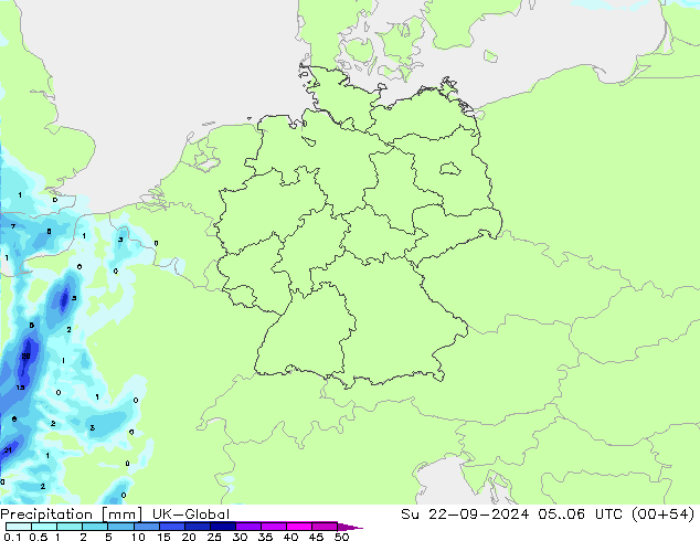 Niederschlag UK-Global So 22.09.2024 06 UTC