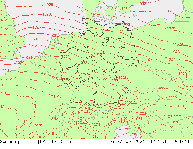 Atmosférický tlak UK-Global Pá 20.09.2024 01 UTC